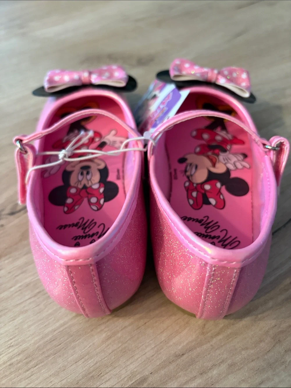 DISNEY JUNIOR MINNIE MOUSE GLITTER BOW MARY JANE FLATS GIRLS SIZE 11